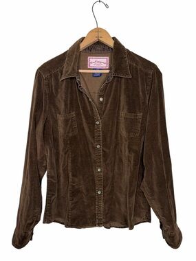 Bum Equipment Vintage 90’s Y2K Pearl Snap Button Front Brown Velvet Shirt Size L